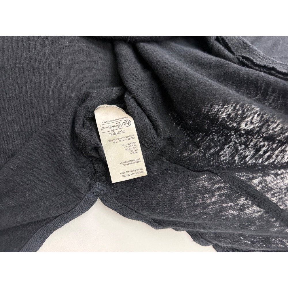 Free People One Of The Girls Henley Tee Black Oversized Linen Blend M - Picture 6 of 8